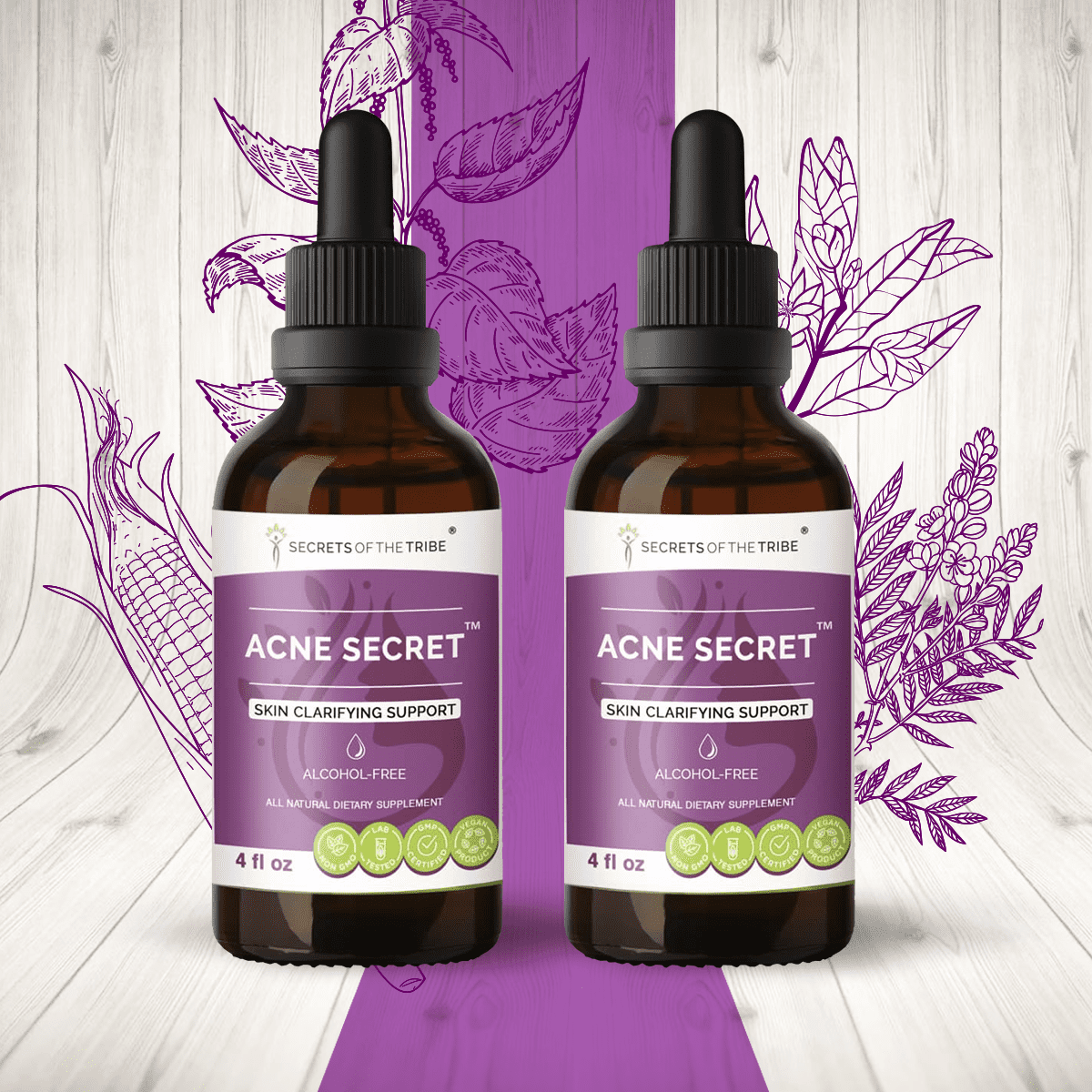 Acne Secret AlcoholFREE Extract, Tincture, Glycerite Boldo, Corn Silk