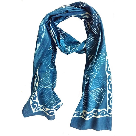 Rastogi handicrafts Scarfs for women 100% Pure cotton indian traditional design hand block printed mini stall for girls 70x20 inch (Scarfs-8)