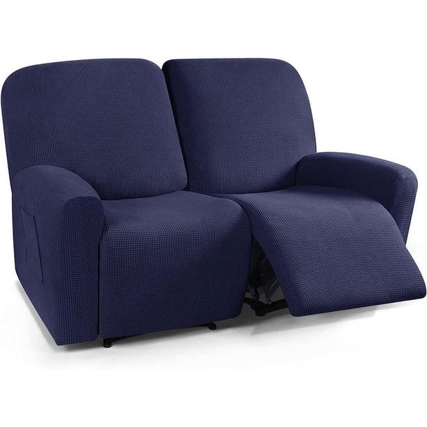 Xiao Hua Funda de sofá elástica, forro polar grueso, funda de sillón azul oscuro, funda protectora para sofá de sala de estar, 2 plazas