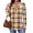 1 Brown-Plaid, variant on V Neck Sweatshirts for Women Casual Long Sleeve Shirts Button Pullover Tops Fashion Fall Outfits