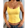 thumbnail image 5 of Women'S Polka Dot Print Sleeveless Form Fitting Casual Tank Top Yellow Polka Dots L, 5 of 9