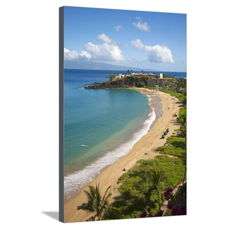 Sheraton Maui Resort and Spa, Kaanapali Beach, Famous Black Rock known for it's Snorkeling Stretched Canvas Print Wall Art By Ron
