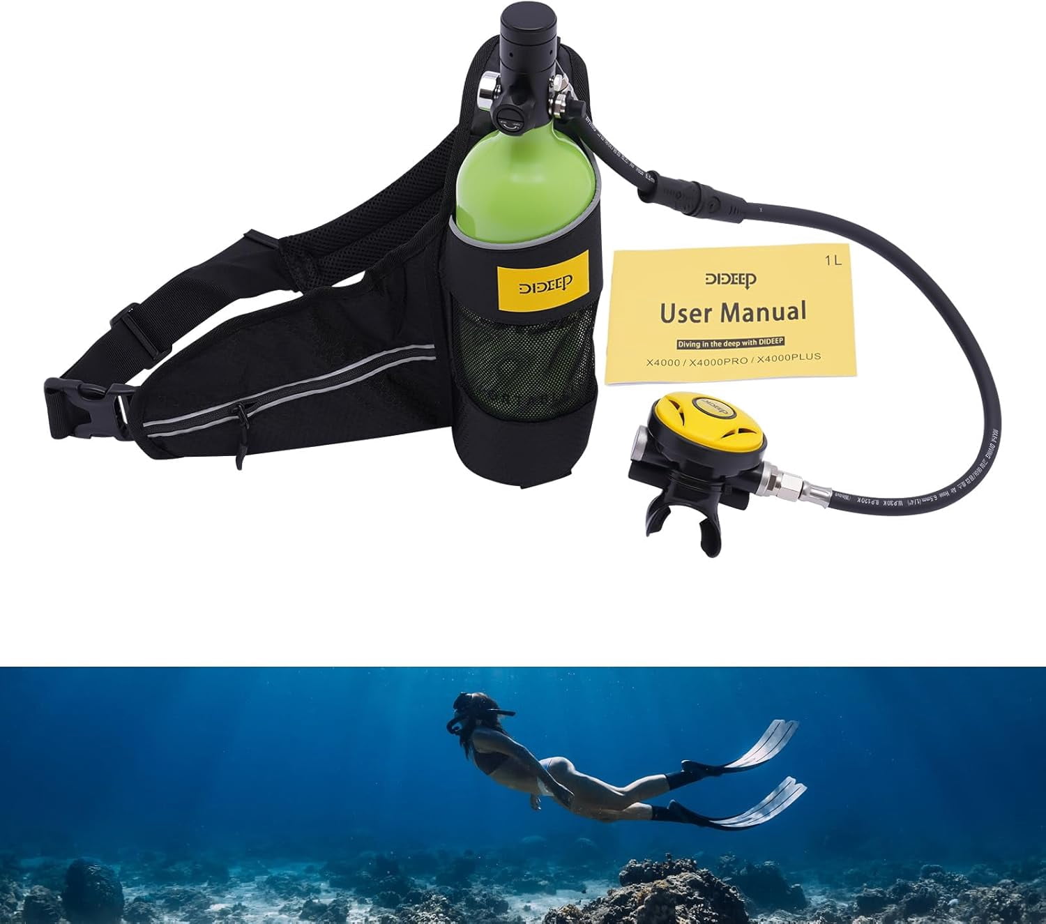 Lung Tank, Breathing Capacity for 15-20 Minutes Underwater Dive, Reusable Mini Scuba Tank for Outdoor Mini Diving Tanks Underwater Breathing Device(Mini Scuba Tank+Carrying Strap)