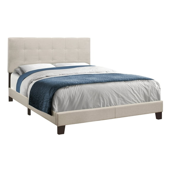 64.25" x 85.25" x 45" Beige Linen - Queen Size Bed