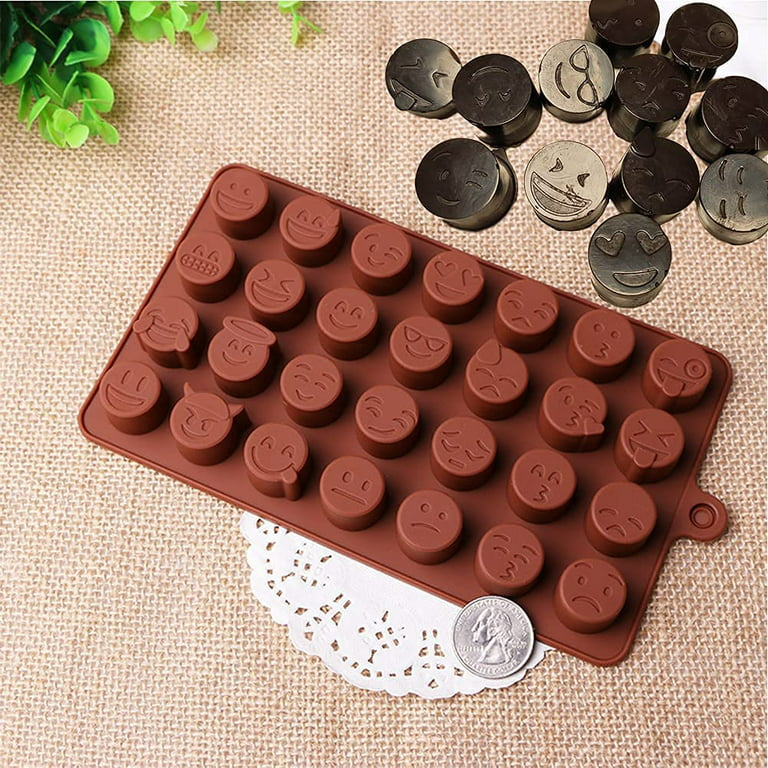 Cute Smiley Face Chocolate Candy Silicone Molds, Reusable Expression Ice  Cube Trays Silicone Mold for Baking-2 Packs 