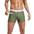 thumbnail image 2 of Men'S Swim Shorts Zipper Pocket Type Flat Corner Men'S Swim Beach Pants Sexy Solid Color Rope Tight,Size L, 2 of 9