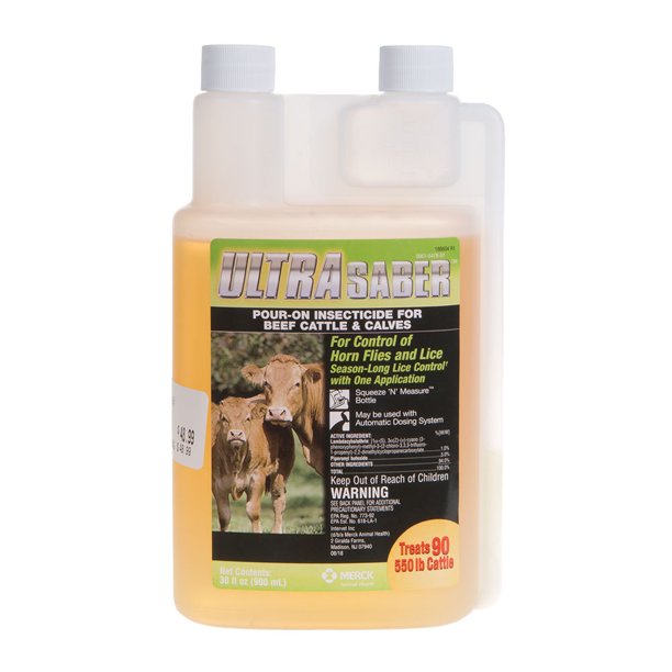 Ultra Saber Insecticide PourOn Beef Cattle Calves 30 oz Horn Flies