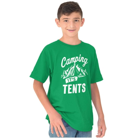 Camping Its In Tents Funny Outdoors Crewneck T Shirts Boy Girl Teen Brisco Brands L