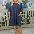 thumbnail image 2 of Sentmoon Robes d'Été pour Femmes à Manches Courtes, Col Rond, Robe Bohème 2026, Couleur Unie, Coupe Régulière, Extensible, Robe d'Été de Collation des Grades pour Femmes pour Détente et Relax, Bleu Foncé, S, 2 of 7