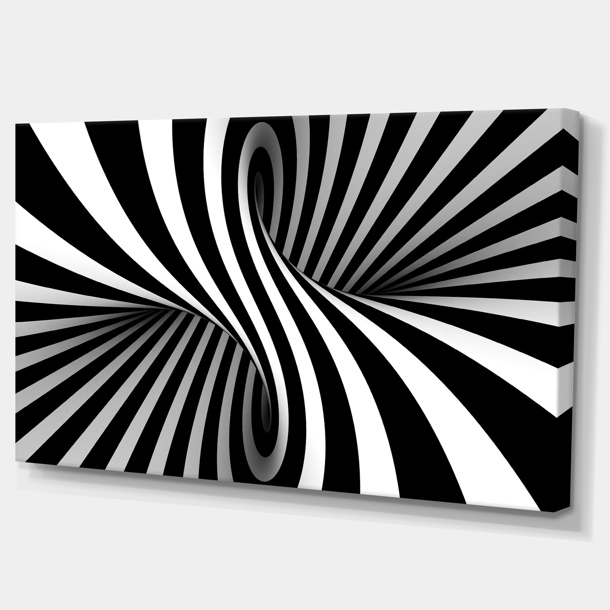 Designart 'Black and White Spiral ' Abstract Canvas Art Print