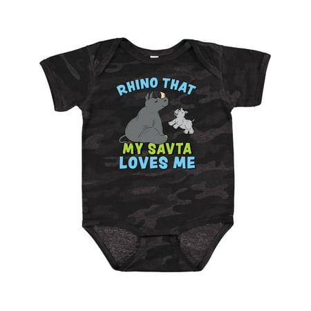 

Inktastic Rhino That My Savta Loves Me with Cute Rhinos Gift Baby Boy or Baby Girl Bodysuit