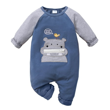 

Kucnuzki Baby Boy Winter Clothes 3 Months Baby Boys Casual Bodysuits 6 Months Baby Boys Long Sleeve Carton Print Contrast Color Bodysuits Blue