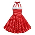 thumbnail image 2 of Hiijoy Big Girls Polka Dots Vintage Dress Sleeveless Halter Cotton Dress, Sizes 3-12, 2 of 5