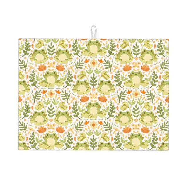 Balery Frogs And Botanical Alfombrilla de Secado para Cocina, 18x24 Pulgadas, Súper Absorbente para Platos y Encimeras