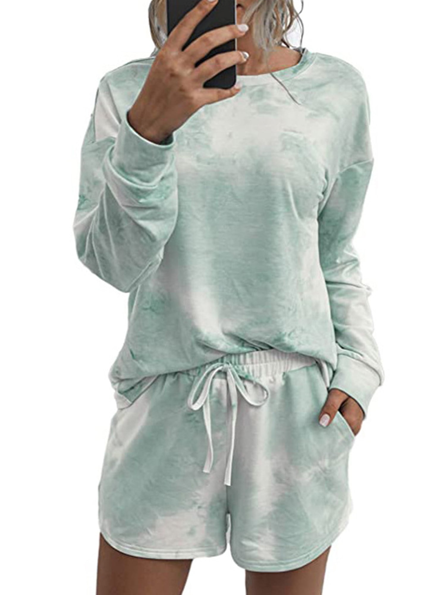 pajama shorts with long sleeve top