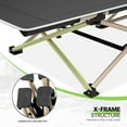 thumbnail image 6 of VibrantEcho 75" Camping Cot for Adults, Folding Sleeping Cot, Lightweight Portable for Outdoor Camping with Detachable Pillow and Side Pocket for Travel Home Office Picnic, Supports 360 lbs, Black, 6 of 22