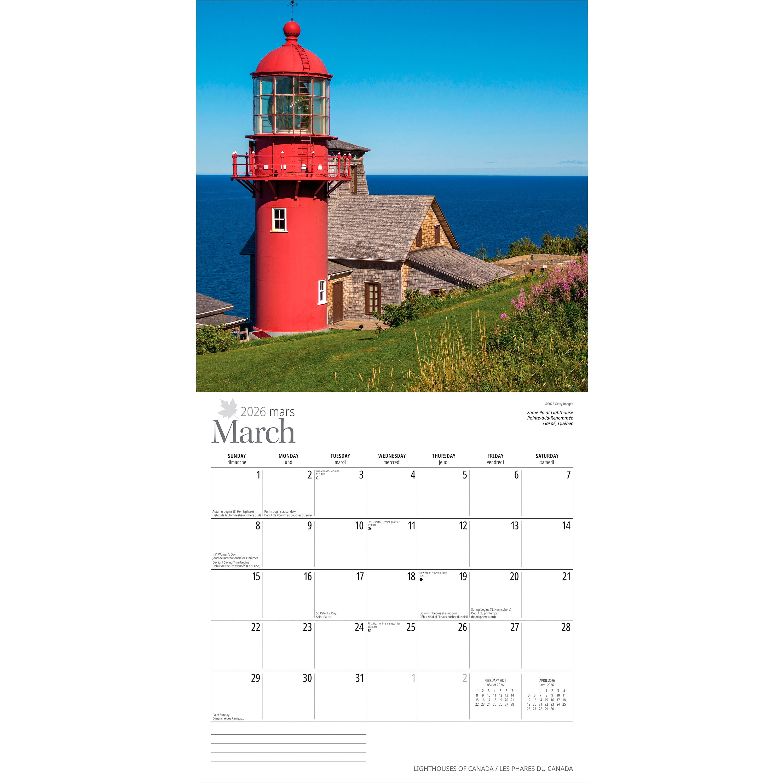 Les Phares du Canada 2026 Carré ANGLAISE FRANÇAISE Wyman