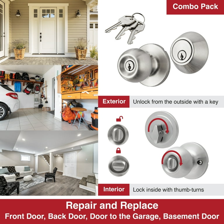 Hyper Tough Keyed Entry Door Knob and Deadbolt Combo Pack