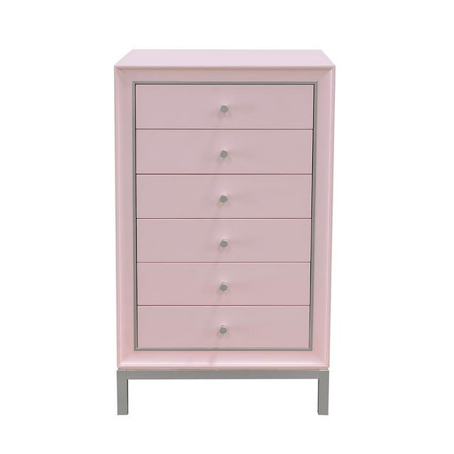 Armoire à Bijoux Moderne à Six Tiroirs en Rose et Argent