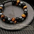 thumbnail image 3 of Pulsera de triple protección, auténtica pulsera de cuentas de obsidiana negra y hematita de ojo de tigre de 0.315 in para hombres y mujeres, pulseras curativas de joyería de cristal que traen suerte,, 3 of 5