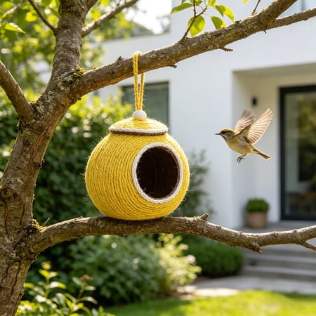 PEONAVET Bird House for Outside Wooden Hanging Birdhouse Open Bird Feeder Courtyard Decor Pendant Outdoor Birdhouse