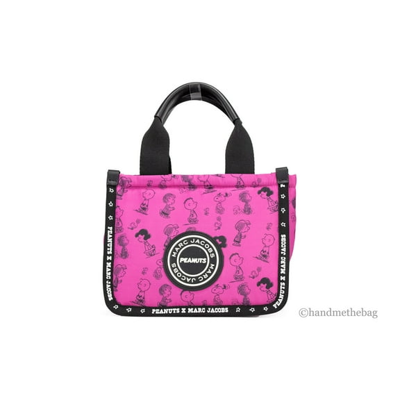 Marc Jacobs Marc Jacobs X Peanuts Mini Fuchsia Fedora Puffy Nylon Tote Convertible Women's Handbag