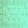 thumbnail image 1 of Ahgly Company Indoor Square Oriental Turquoise Blue Traditional Area Rugs, 5' Square, 1 of 4
