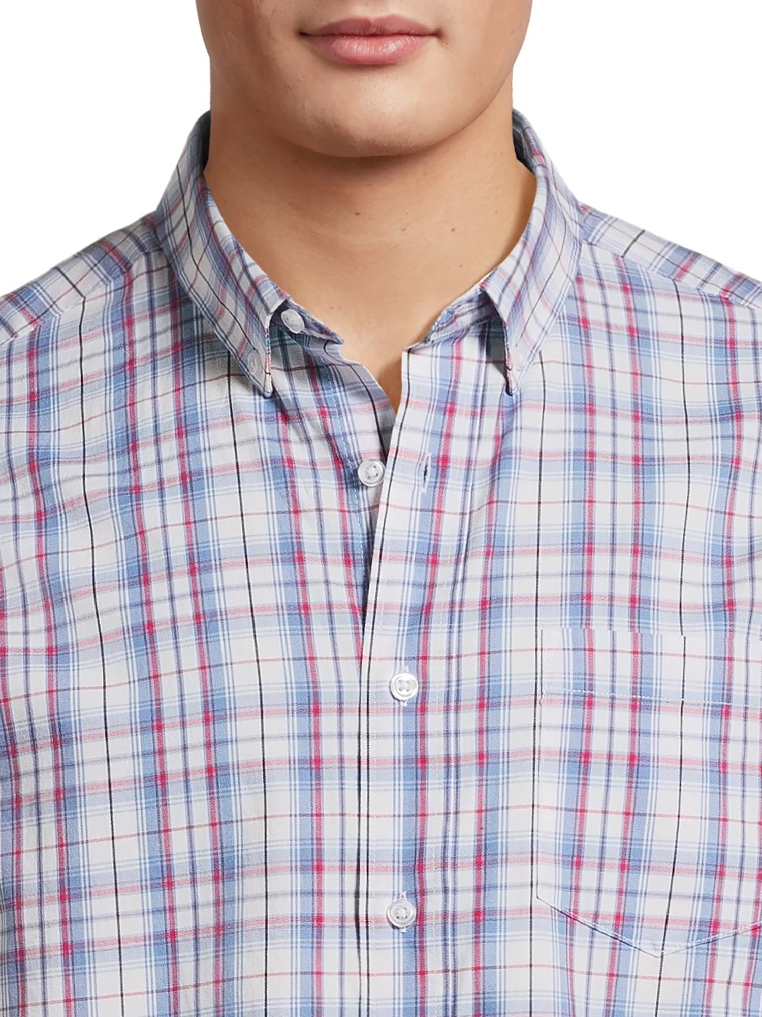 George Men's & Big Men's Short Sleeve Poplin Button-Up Shirt, Sizes S-3XL