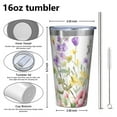 thumbnail image 4 of 16oz Tumblers Pioneer Flower and Butterfly Stainless Steel Vacuum Insulated Double Wall Travel Tumbler Cups Mug with Lid and Straw,Cleaning Brush for Coffee,Tea, 4 of 4