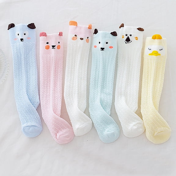 Tisuna Toddler Kids Socks Girls High Knee Dress Socks Animals Print Breathable Soft Long Socks For Girls Kids Children Age 1-3 Years Light Green