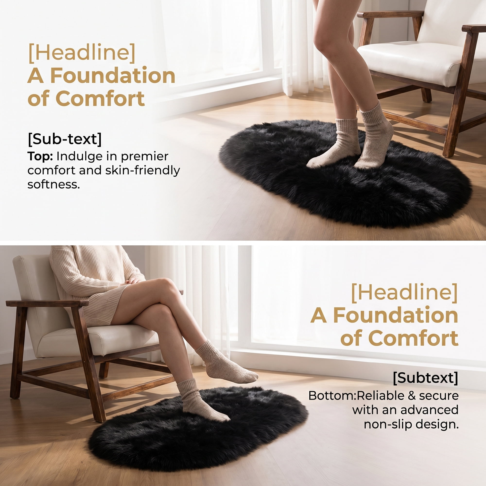 Unique Bargains Shaggy Area Rug Ultra Fluffy Non-Slip Fuzzy Carpet 32" x 20" Black
