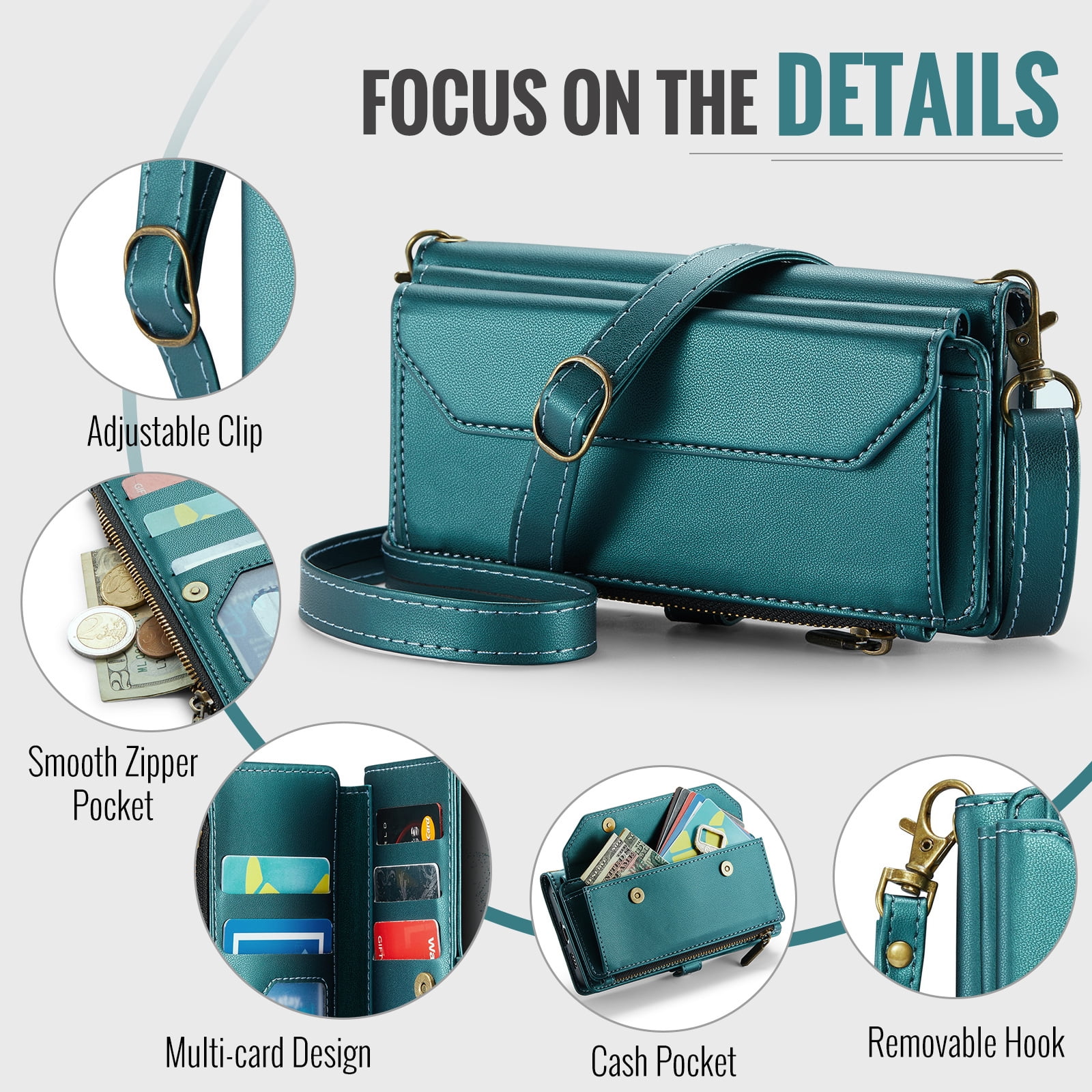 Asuwish Compatible with Samsung Galaxy S22 5G Zipper Wallet Phone Case Tempered Glass Screen Protector Crossbody Lanyard Strap Flip Card Holder Slot Cell Cover for S 22 22S 4G G5 6.1 Women Green