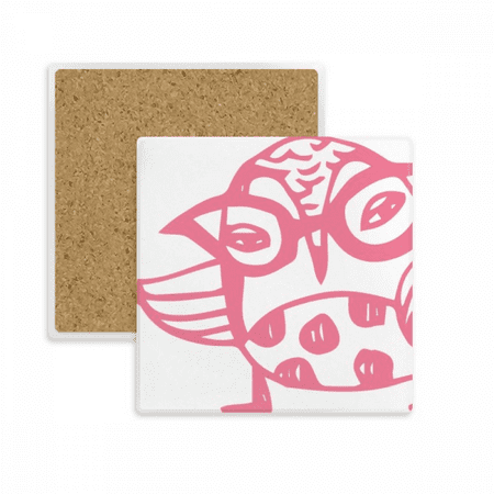 

Cartoon Glasses Bird Protect Animal Pet Lover Square Coaster Cup Mat Mug Subplate Holder Insulation Stone