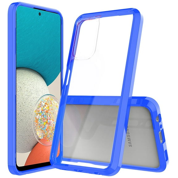 For Samsung A53 5G Clear Transparent Hybrid Case Cover - Clear PC   Blue TPU