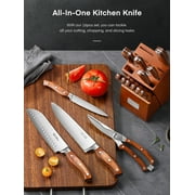 Knife Block Set, D.Perlla 16 Pieces German Stainless Steel Professional Kitchen Knife Set with Carving Fork