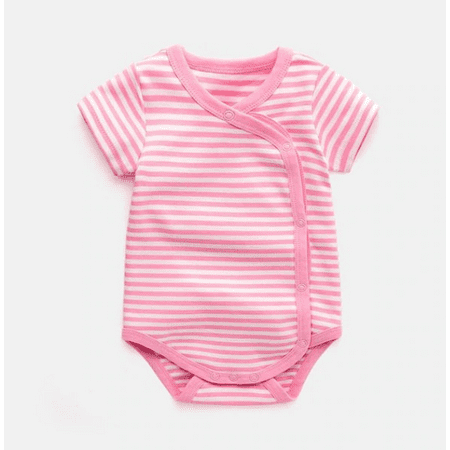 

Cute Pink Striped Short Sleeve One Piece Bodysuit