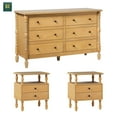 thumbnail image 5 of Walker Edison Vivienne Easy Assembly 3-Piece Solid Wood Bedroom Set with Two 2-Drawer Nightstands and 6-Drawer Dresser - Natural, 5 of 11
