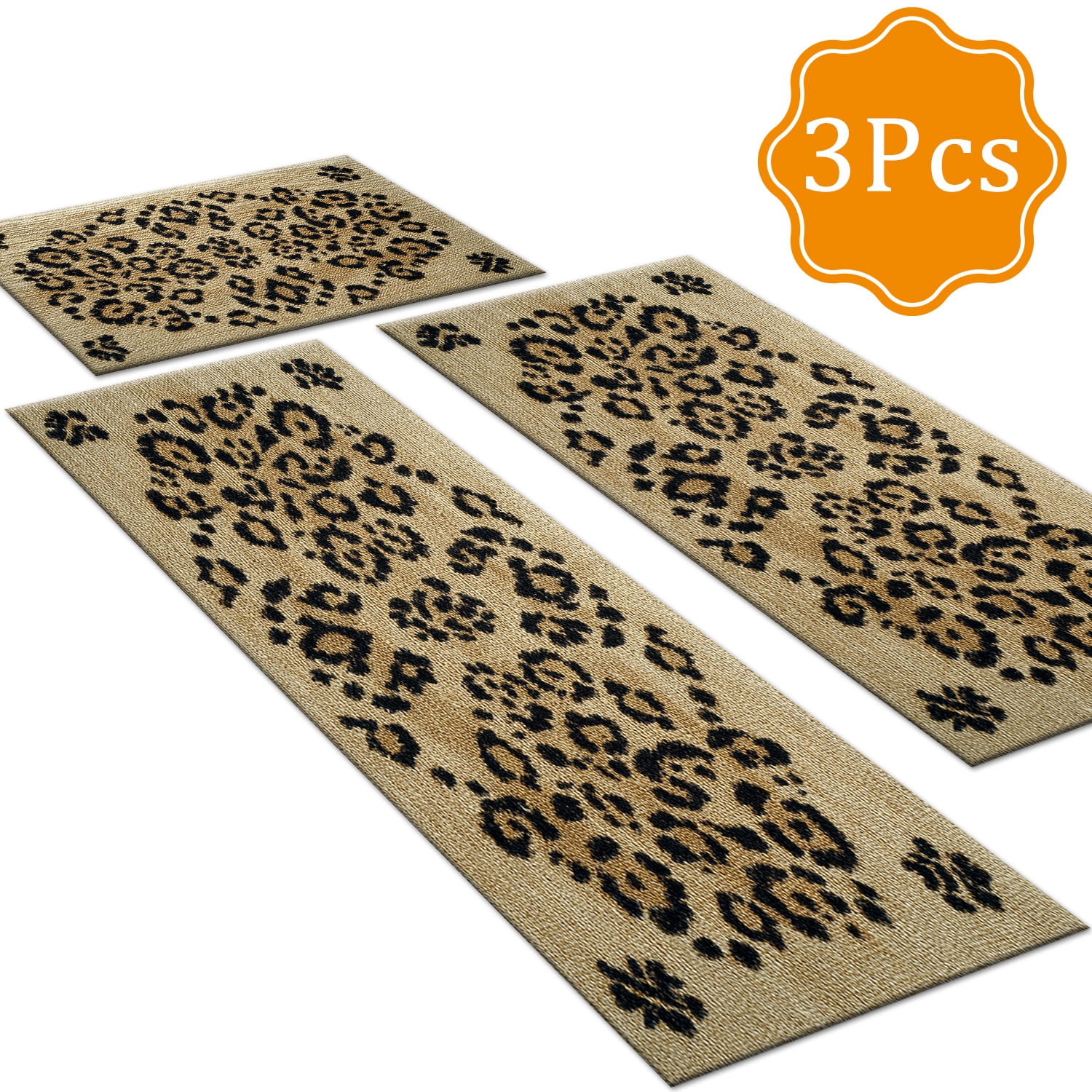 3 Piece Kitchen Rug Set, Non-Slip And Washable, Soft And Comfortable, Suitable For Sinks, Floors, Entrances, Hallways and Bathrooms