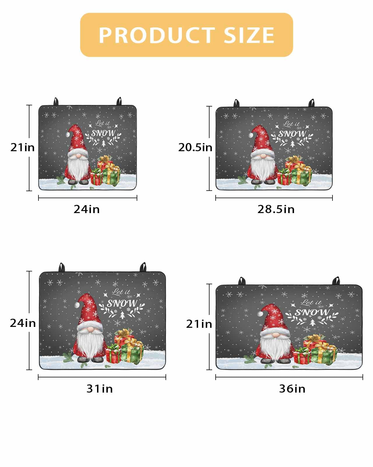 Large Induction Cooktop Protector Mat Black Christmas Gnomes Stove Top Covers for Electric Stove, Xmas Tree Balls Snowflake Decorative Stove Burner Cover Mats, Glass Top Stove Cover