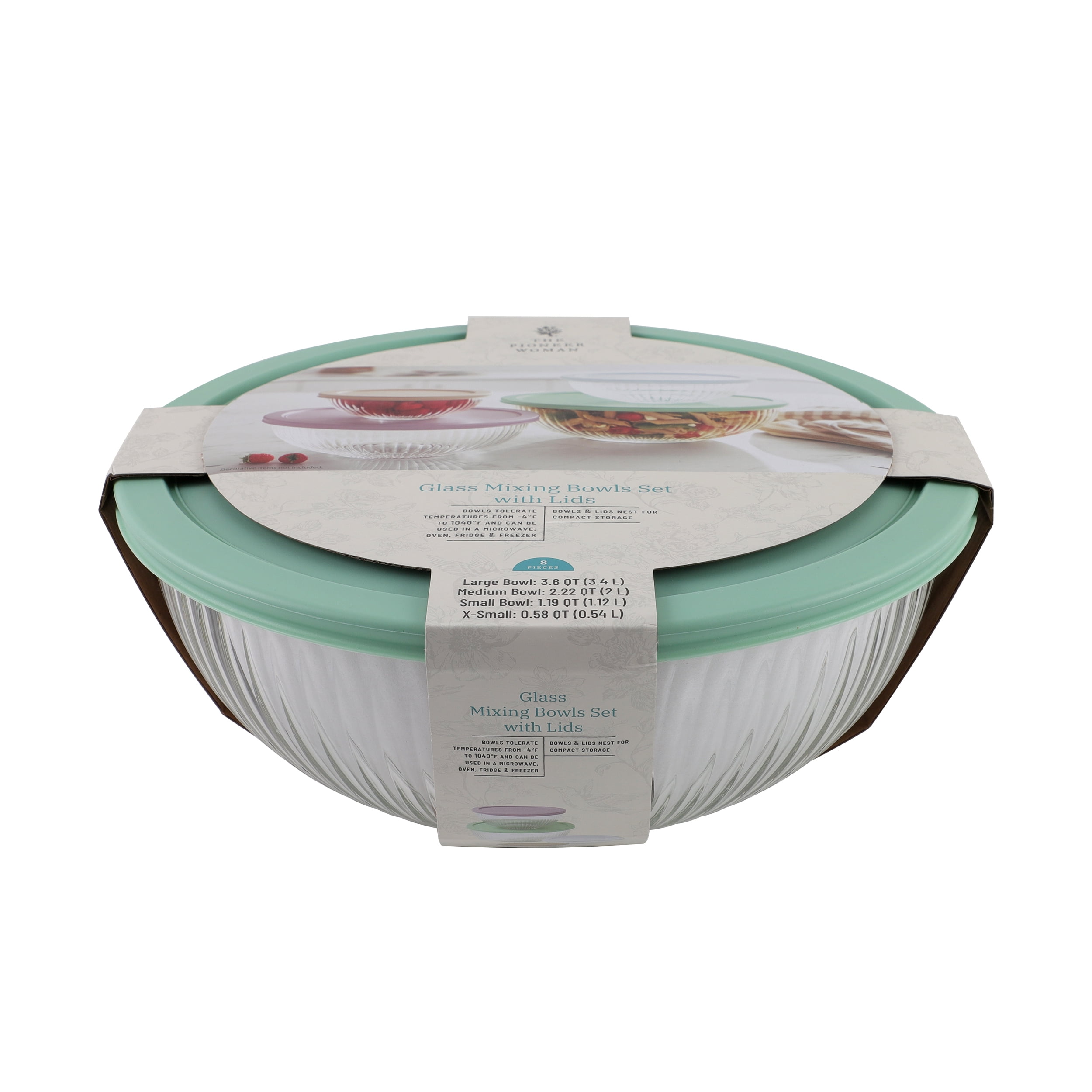 The Pioneer Woman 8-Piece Glass Mixing Bowl Set
