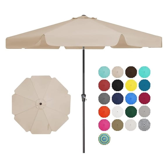 9' Patio Umbrella Outdoor, Table Umbrella with Tilt & Crank, 8 Ribs, UV Protection, Waterproof Sunshade (Beige)