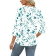 thumbnail image 4 of CYMMPU Loose Fit Tunic Tops 3/4 Sleeve Blouses for Women Dressy Casual Summer Fashion Shirts Floral Pattern Round Neck Spring Tops Lightweight Basic T-Shirts Mint Green M, 4 of 6