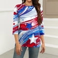 thumbnail image 3 of HAVUITYY Independence Day 3/4 Sleeve Sweaters for Womens, Plus Sized Fashion Flag Printed Crew-Neck Pullover, Women's Spring Going Out Tops for Gifts & Wear, 3 of 5