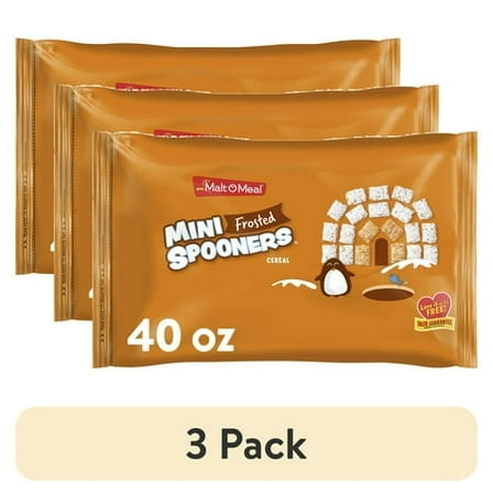Malt-O-Meal Frosted Mini Spooners, Shredded Wheat Whole Grain Wheat Cereal, Crunchy 40 oz Bag