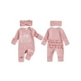 thumbnail image 2 of BemeyourBBs Newborn Baby Girl Little Sister Outfit Letter Embroidered Romper Jumpsuit and Headband 2 Pcs Clothes Set, 2 of 9