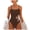 Brown, variant on Women 1 Piece Swimsuit Lady Girls Color Block Print Bathing Suits Athletic Swimwear Costume Padded Swimsuit Monokini Push Up Swimwear