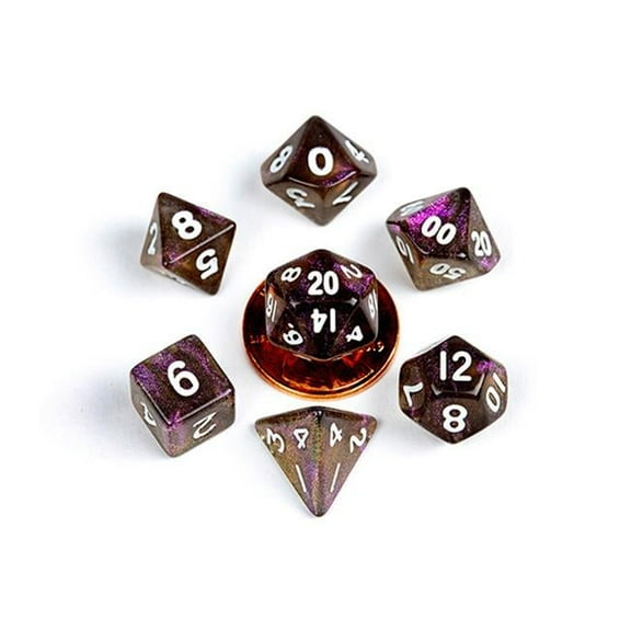 Metallic Dice Games LIC4174 Mini Poly Stardust Supervolcano Dice Set - Set of 7
