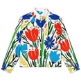 thumbnail image 4 of Jackets for Women Winter Coat Jackets Flannel Stand Collar Jacket(Colorful Floral Bouquet Bright Art,Size:S-4XL), 4 of 7