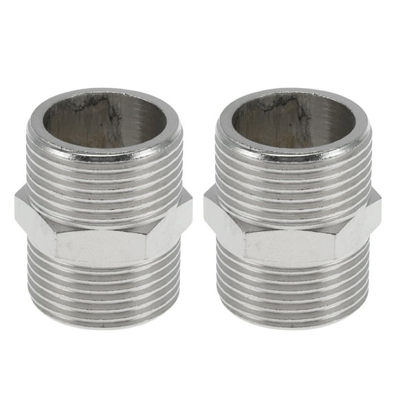 Unique Bargains Copper Electroplated Pipe Fittings 3/4"Male Double Male Threaded Coupling 1.37" 2 Pcs