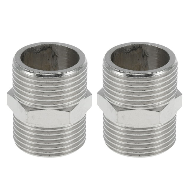 Accesorios de tubería de cobre electrochapado Unique Bargains 3/4" Macho acoplamiento roscado doble macho 1.37" 2 Pcs